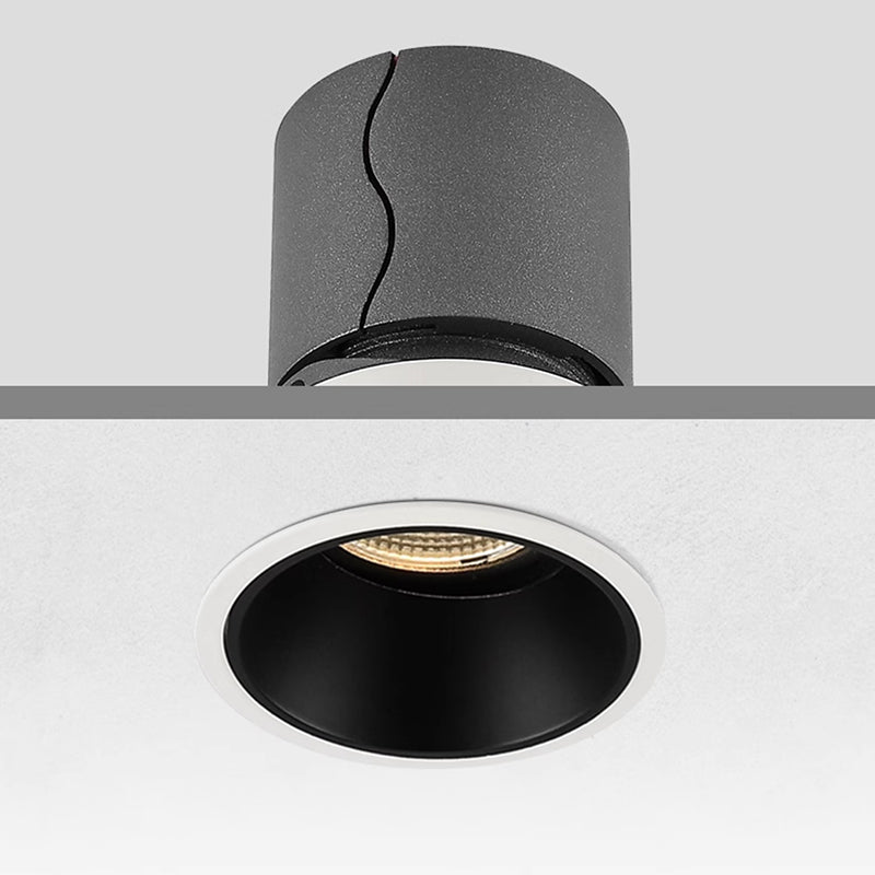 Recessed Adjustable Aluminum LED Downlight - Minimalist Rotation Cylinder Flush Mount Lighting For Living Room