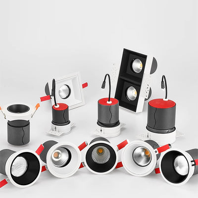 Recessed Adjustable Aluminum LED Downlight - Minimalist Rotation Cylinder Flush Mount Lighting For Living Room
