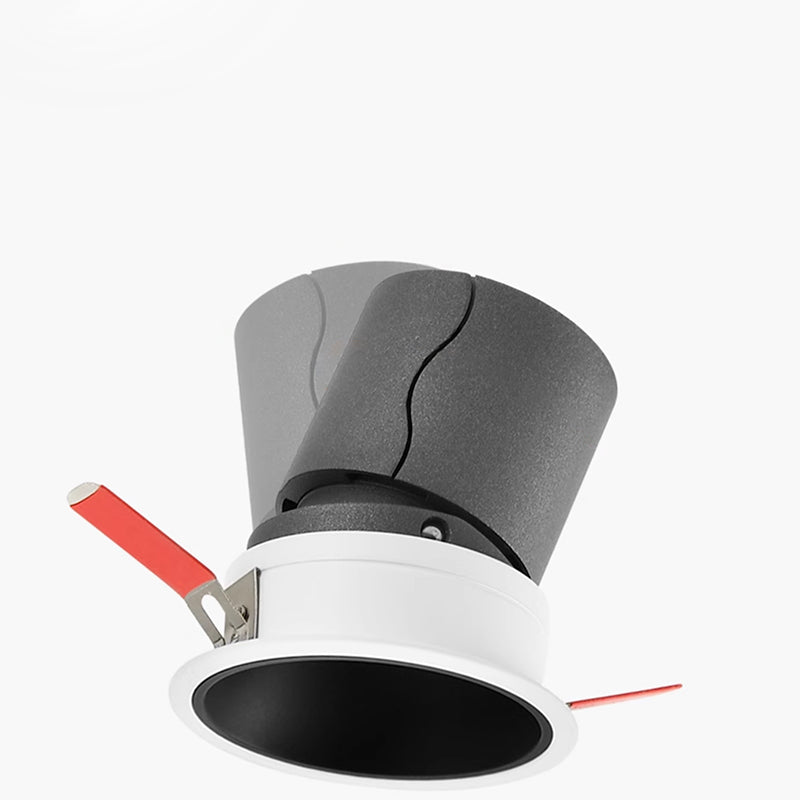 Recessed Adjustable Aluminum LED Downlight - Minimalist Rotation Cylinder Flush Mount Lighting For Living Room