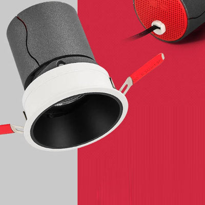 Recessed Adjustable Aluminum LED Downlight - Minimalist Rotation Cylinder Flush Mount Lighting For Living Room