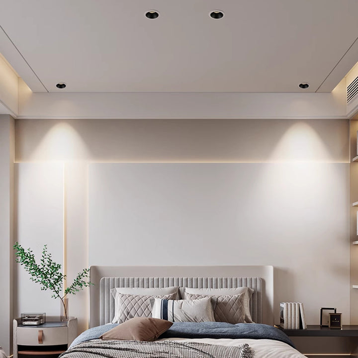 Recessed Adjustable Aluminum LED Downlight - Minimalist Rotation Cylinder Flush Mount Lighting For Living Room