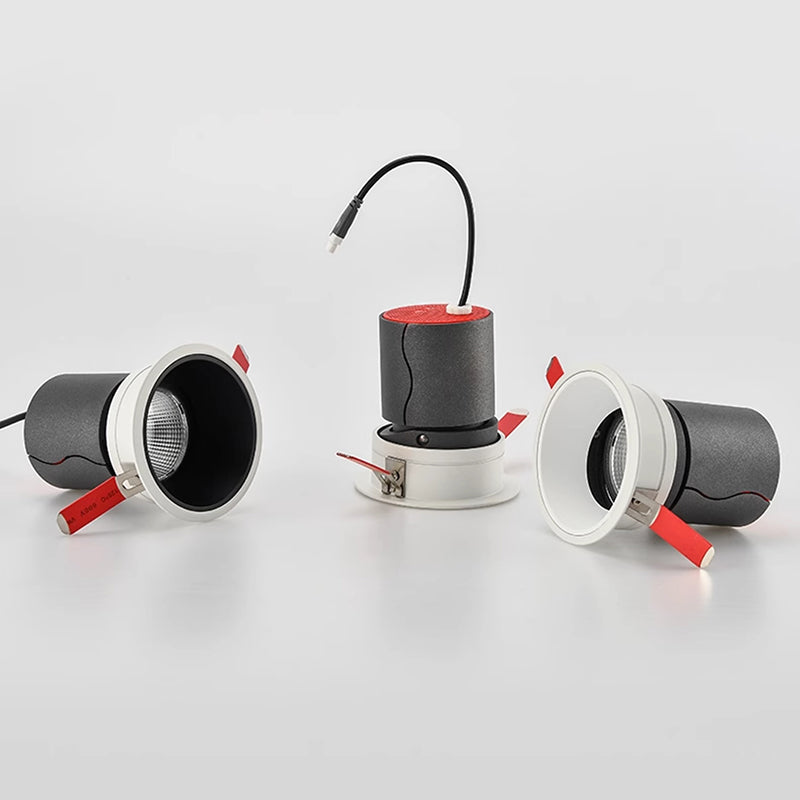 Recessed Adjustable Aluminum LED Downlight - Minimalist Rotation Cylinder Flush Mount Lighting For Living Room