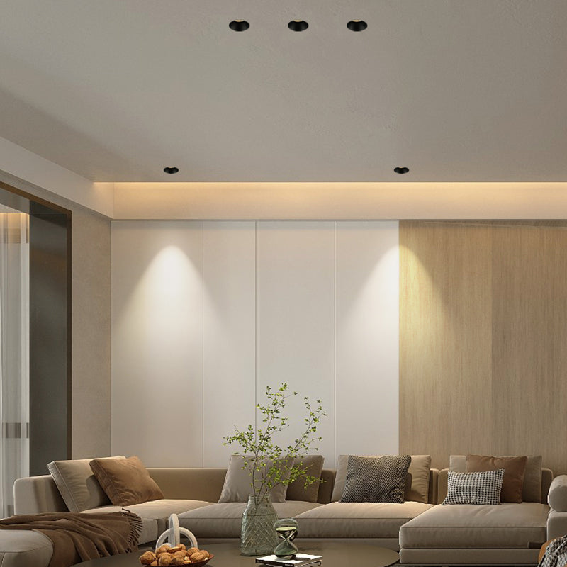 Recessed Adjustable Aluminum LED Spotlight - Minimalist Cylinder Flush Mount Lighting For Living Room