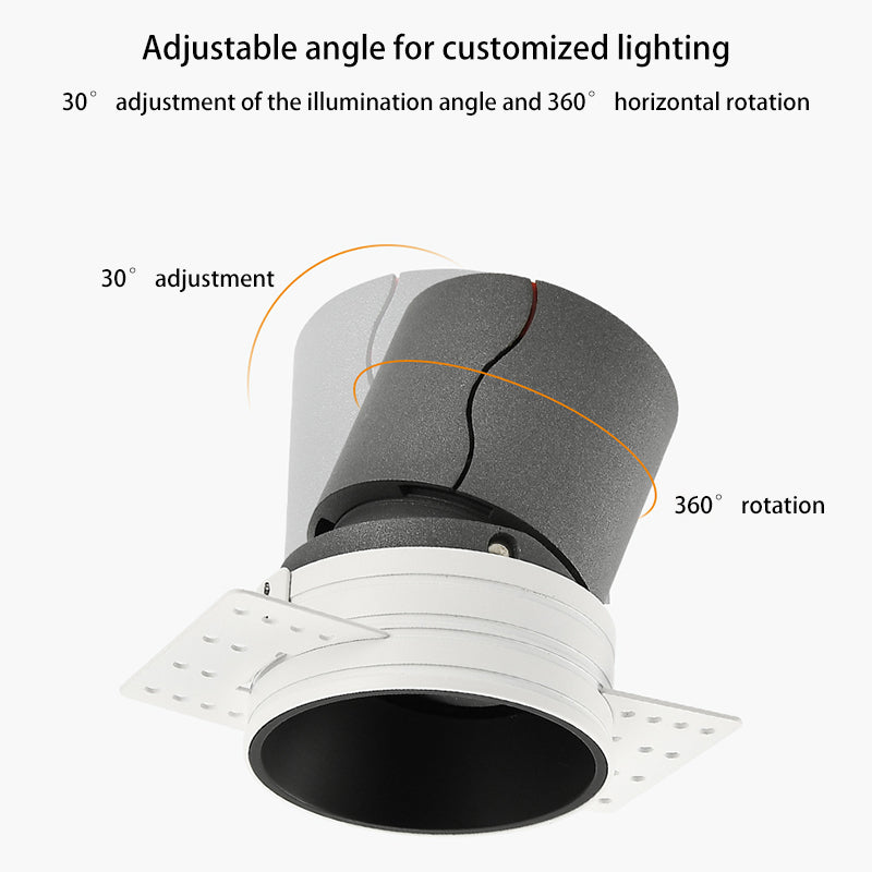 Recessed Adjustable Aluminum LED Spotlight - Minimalist Cylinder Flush Mount Lighting For Living Room