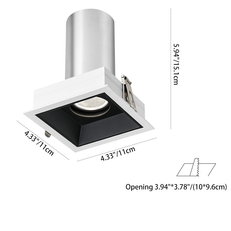 Recessed Aluminum LED Downlight - Industrial Round Square Rectangular Flush Mount Lighting For Living Room
