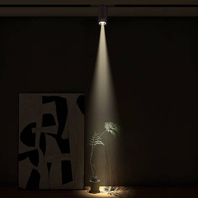 Adjustable Aluminum Zoomable LED Track Spotlight - Industrial Cylinder Semi-Flush Mount Ceiling Light For Home Office