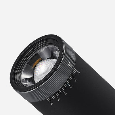 Adjustable Aluminum Zoomable LED Track Spotlight - Industrial Cylinder Semi-Flush Mount Ceiling Light For Home Office