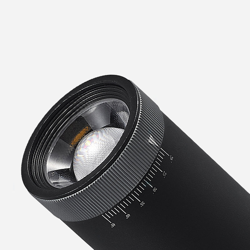 Adjustable Aluminum Zoomable LED Track Spotlight - Industrial Cylinder Semi-Flush Mount Ceiling Light For Home Office