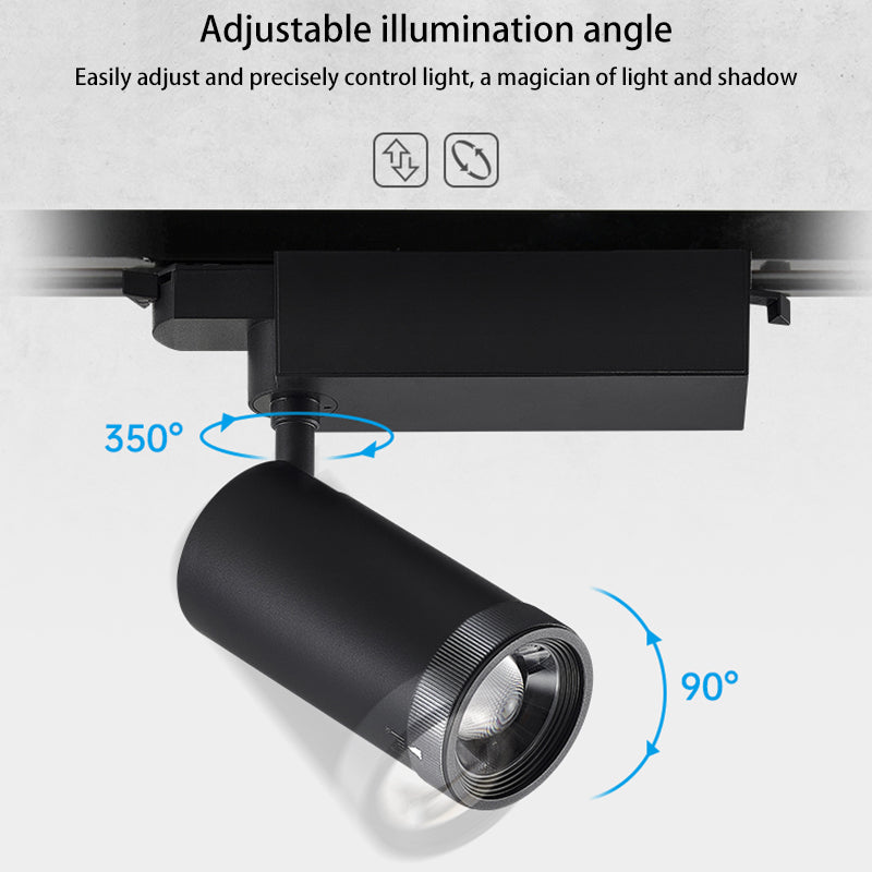 Adjustable Aluminum Zoomable LED Track Spotlight - Industrial Cylinder Semi-Flush Mount Ceiling Light For Home Office