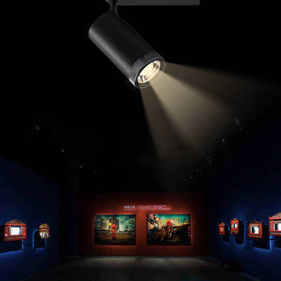 Adjustable Aluminum Zoomable LED Track Spotlight - Industrial Cylinder Semi-Flush Mount Ceiling Light For Home Office