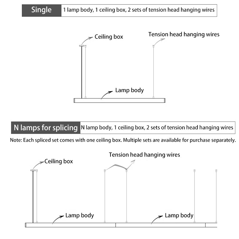 Flicker-Free Eye Aluminum LED Linear Pendant Light - Industrial Pendant Light For Home Office