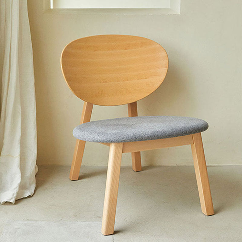 Modern Minimalist Beech Wood Lounge Chair - Oval Backrest Upholstered Sponge Cushion Chair For Living Room