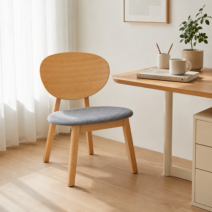 Modern Minimalist Beech Wood Lounge Chair - Oval Backrest Upholstered Sponge Cushion Chair For Living Room