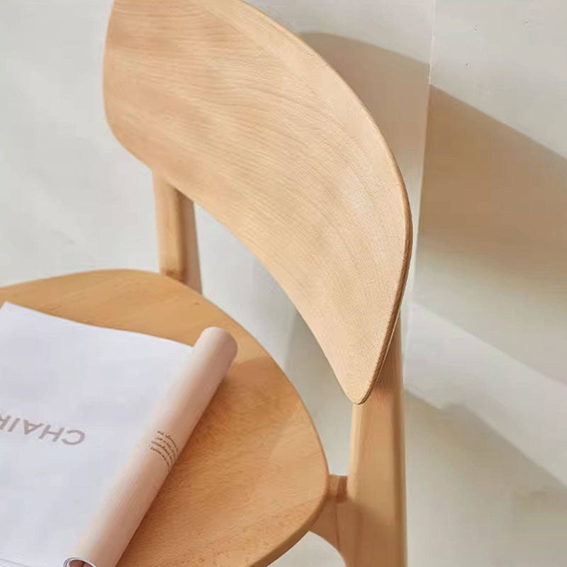 Scandinavian Beech Wood Bar Stool - Curved Backrest Steel Footrest Counter Stool For Dining Room &amp; Kitchen