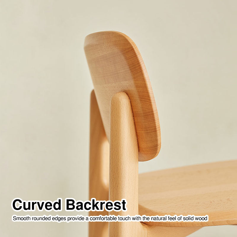 Scandinavian Beech Wood Bar Stool - Curved Backrest Steel Footrest Counter Stool For Dining Room &amp; Kitchen