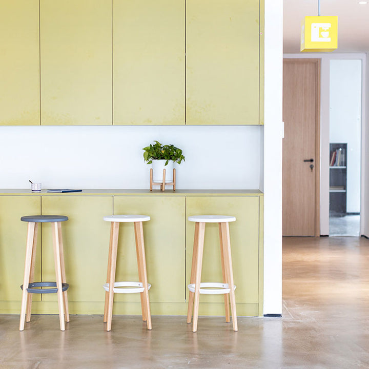 Scandinavian Counter Height Bar Stool-Solid Beech Wood Legs Durable PP Seat For Kitchen &amp; Dining Room