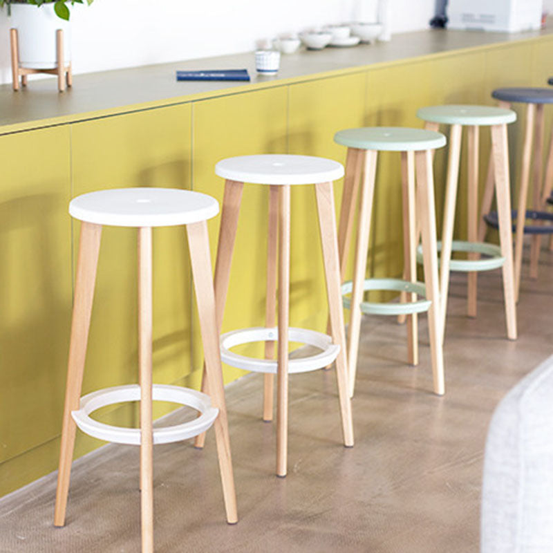 Scandinavian Counter Height Bar Stool-Solid Beech Wood Legs Durable PP Seat For Kitchen &amp; Dining Room