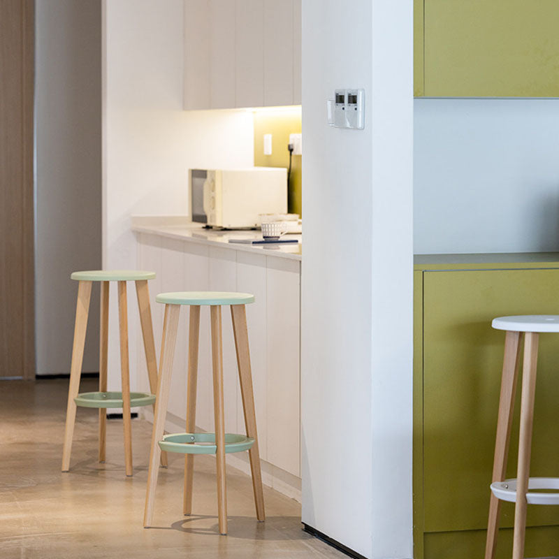 Scandinavian Counter Height Bar Stool-Solid Beech Wood Legs Durable PP Seat For Kitchen &amp; Dining Room