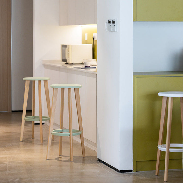 Scandinavian Counter Height Bar Stool-Solid Beech Wood Legs Durable PP Seat For Kitchen &amp; Dining Room