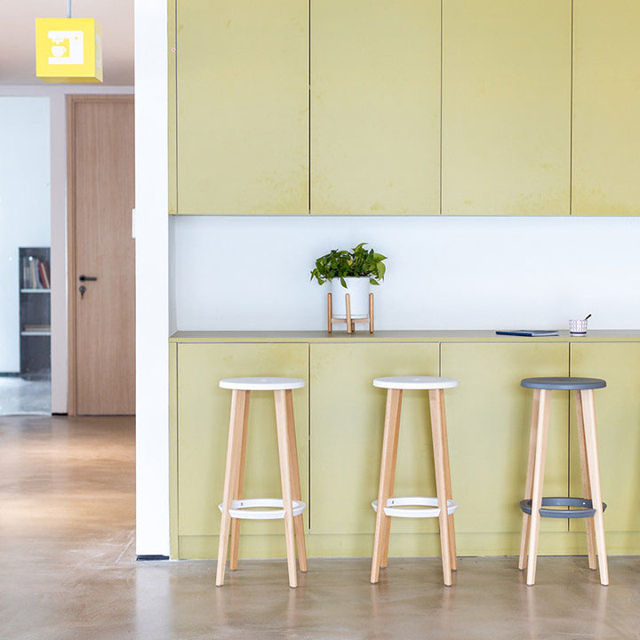 Scandinavian Counter Height Bar Stool-Solid Beech Wood Legs Durable PP Seat For Kitchen &amp; Dining Room
