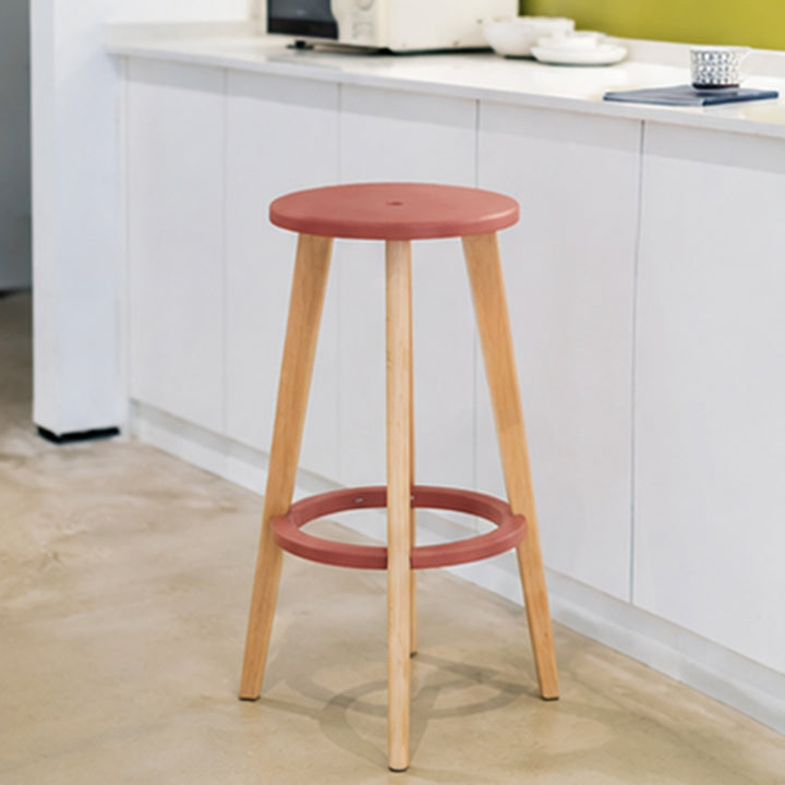 Scandinavian Counter Height Bar Stool-Solid Beech Wood Legs Durable PP Seat For Kitchen &amp; Dining Room