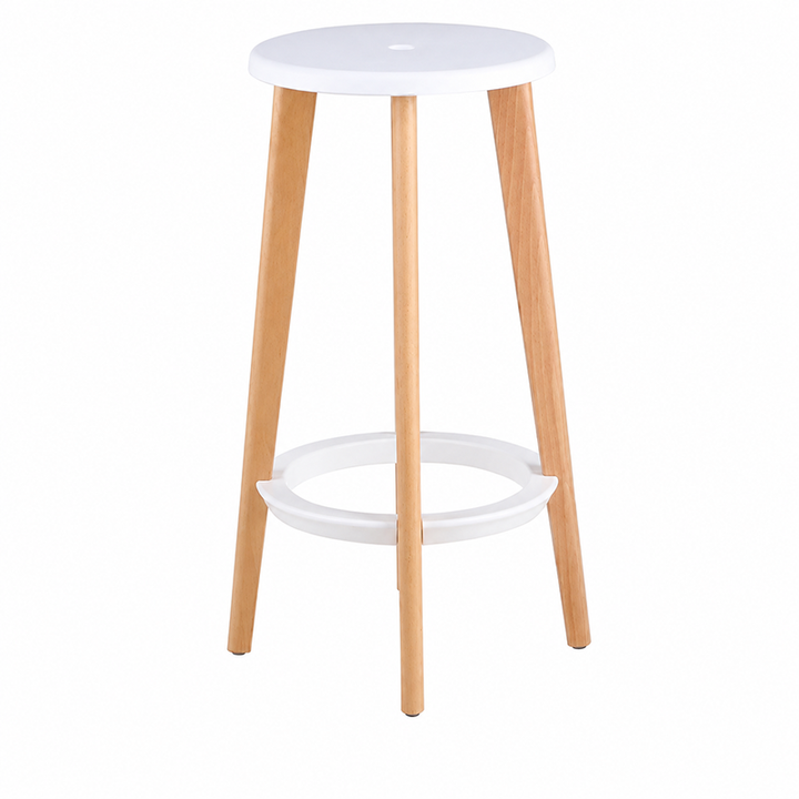 Scandinavian Counter Height Bar Stool-Solid Beech Wood Legs Durable PP Seat For Kitchen &amp; Dining Room
