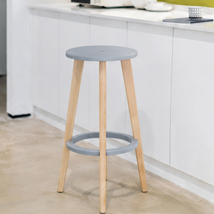Scandinavian Counter Height Bar Stool-Solid Beech Wood Legs Durable PP Seat For Kitchen &amp; Dining Room