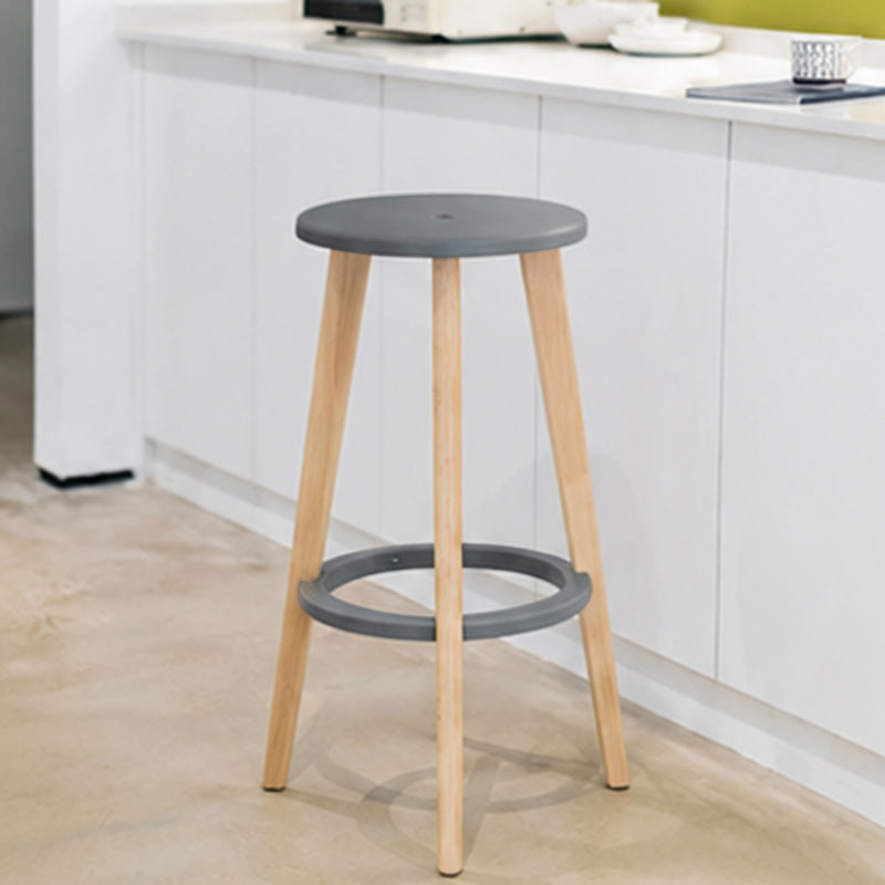 Scandinavian Counter Height Bar Stool-Solid Beech Wood Legs Durable PP Seat For Kitchen &amp; Dining Room