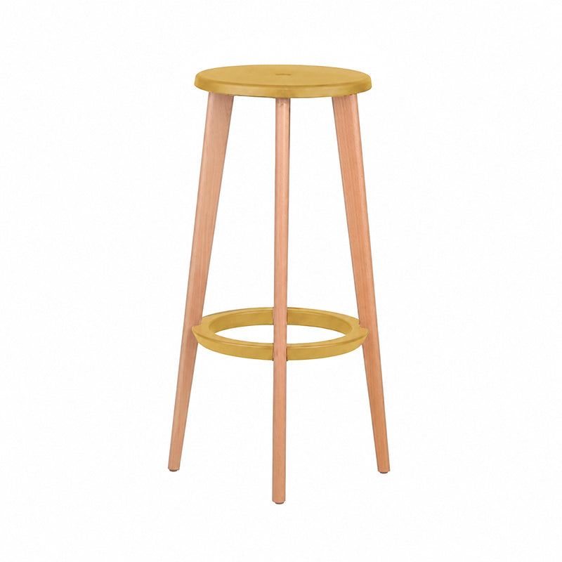 Scandinavian Counter Height Bar Stool-Solid Beech Wood Legs Durable PP Seat For Kitchen &amp; Dining Room