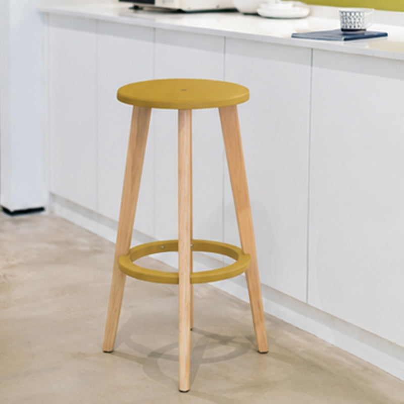 Scandinavian Counter Height Bar Stool-Solid Beech Wood Legs Durable PP Seat For Kitchen &amp; Dining Room