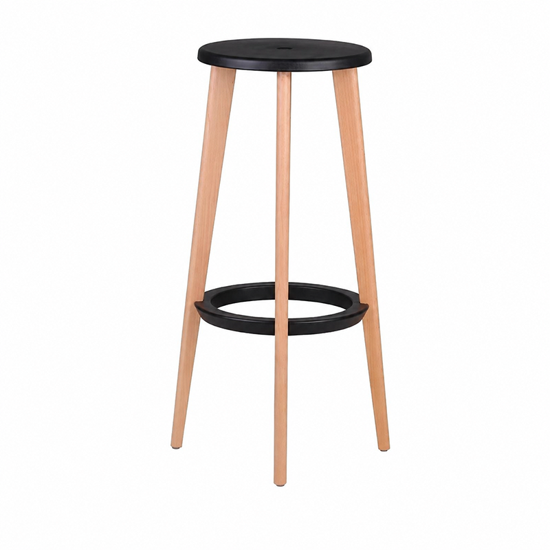 Scandinavian Counter Height Bar Stool-Solid Beech Wood Legs Durable PP Seat For Kitchen &amp; Dining Room