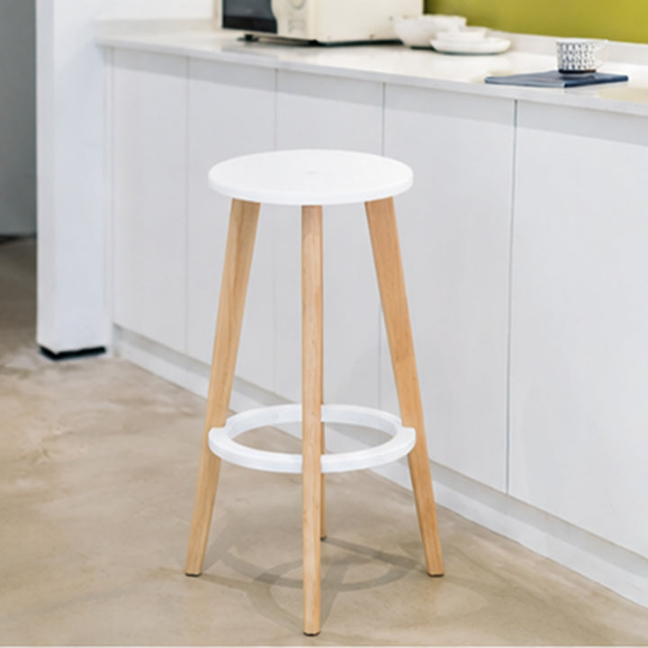 Scandinavian Counter Height Bar Stool-Solid Beech Wood Legs Durable PP Seat For Kitchen &amp; Dining Room