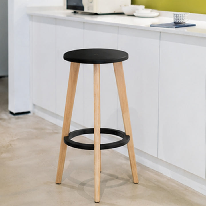 Scandinavian Counter Height Bar Stool-Solid Beech Wood Legs Durable PP Seat For Kitchen &amp; Dining Room