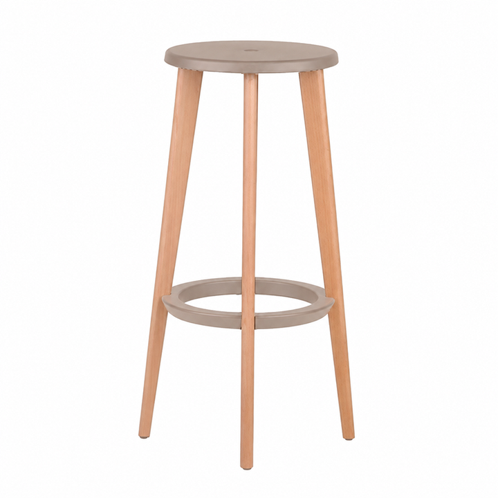 Scandinavian Counter Height Bar Stool-Solid Beech Wood Legs Durable PP Seat For Kitchen &amp; Dining Room