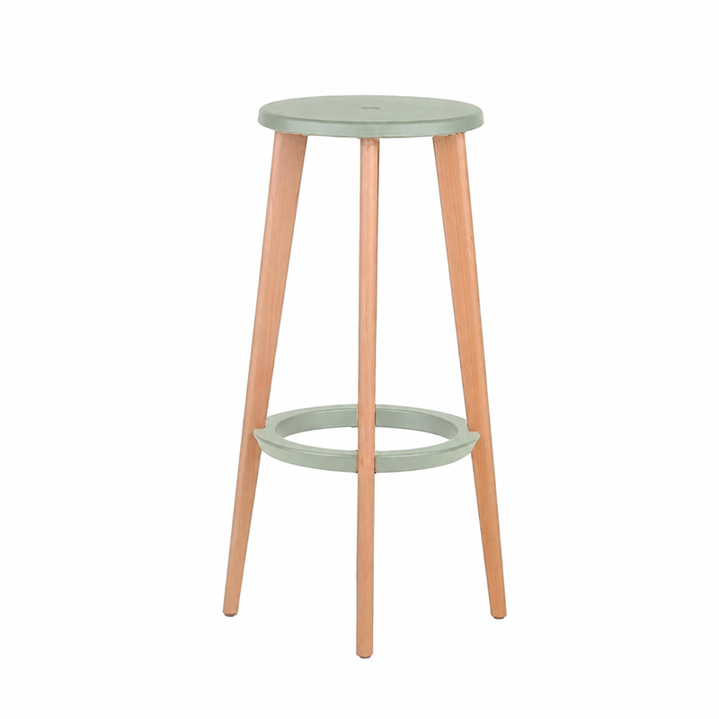 Scandinavian Counter Height Bar Stool-Solid Beech Wood Legs Durable PP Seat For Kitchen &amp; Dining Room
