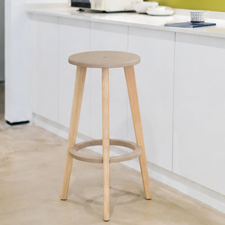 Scandinavian Counter Height Bar Stool-Solid Beech Wood Legs Durable PP Seat For Kitchen &amp; Dining Room