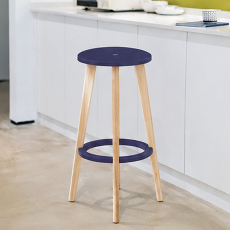 Scandinavian Counter Height Bar Stool-Solid Beech Wood Legs Durable PP Seat For Kitchen &amp; Dining Room