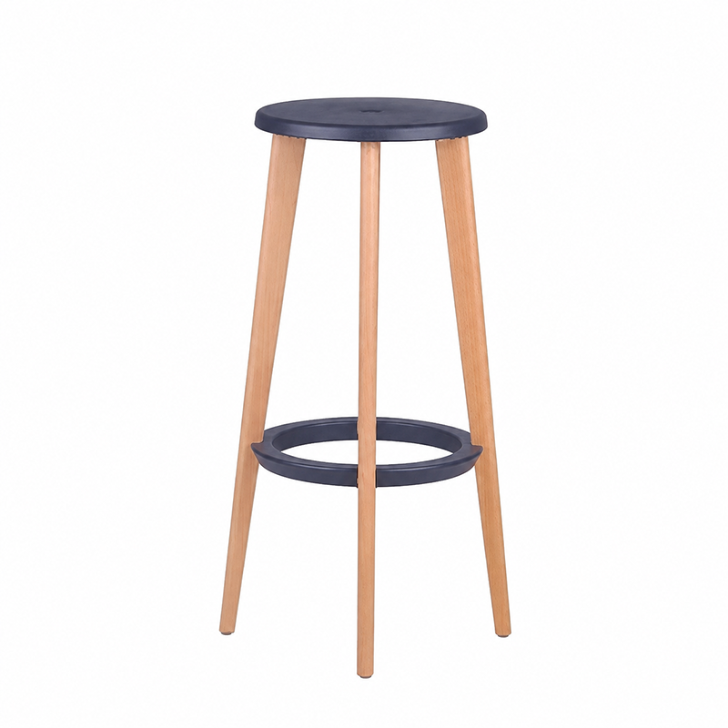 Scandinavian Counter Height Bar Stool-Solid Beech Wood Legs Durable PP Seat For Kitchen &amp; Dining Room