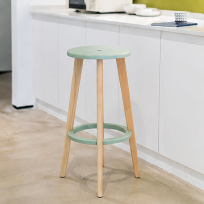 Scandinavian Counter Height Bar Stool-Solid Beech Wood Legs Durable PP Seat For Kitchen &amp; Dining Room