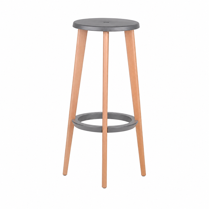 Scandinavian Counter Height Bar Stool-Solid Beech Wood Legs Durable PP Seat For Kitchen &amp; Dining Room