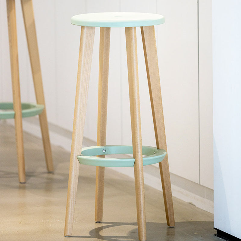 Scandinavian Counter Height Bar Stool-Solid Beech Wood Legs Durable PP Seat For Kitchen &amp; Dining Room