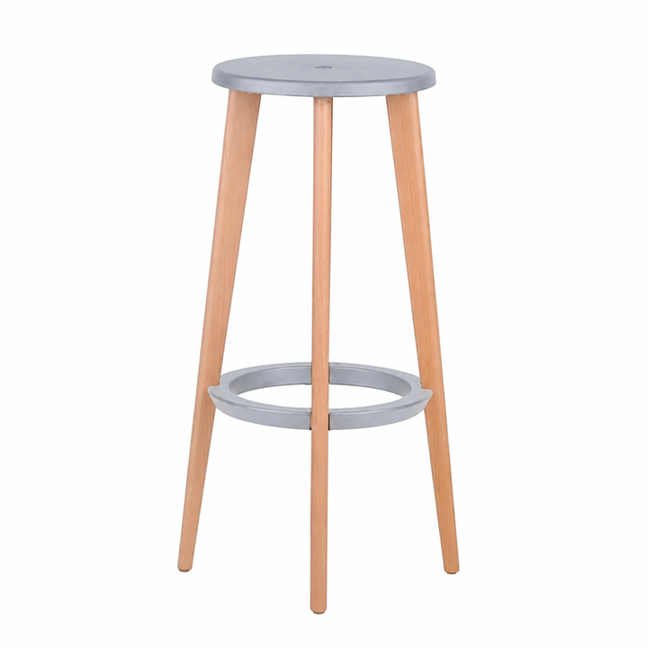 Scandinavian Counter Height Bar Stool-Solid Beech Wood Legs Durable PP Seat For Kitchen &amp; Dining Room