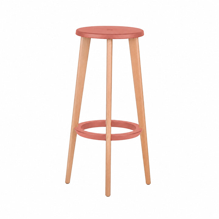 Scandinavian Counter Height Bar Stool-Solid Beech Wood Legs Durable PP Seat For Kitchen &amp; Dining Room