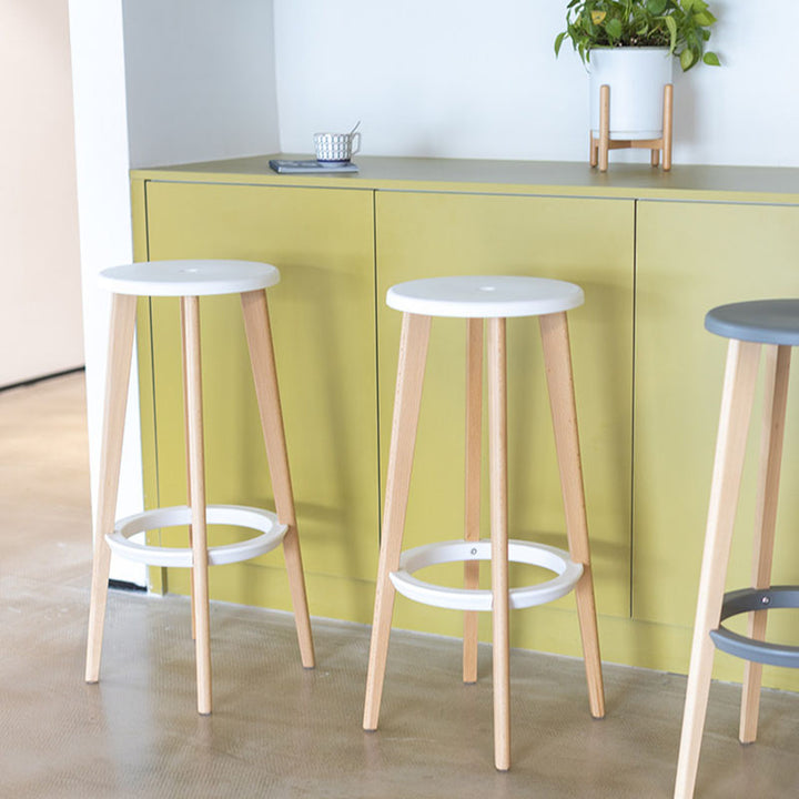 Scandinavian Counter Height Bar Stool-Solid Beech Wood Legs Durable PP Seat For Kitchen &amp; Dining Room