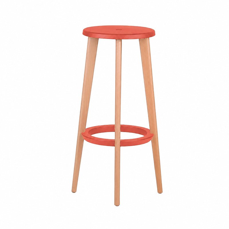 Ergonomic Scandinavian Beech Wood Bar Stool - Heavy-Duty Beech Legs Eco PP Seat Round Footrest Counter Stool For Kitchen &amp; Dining Room