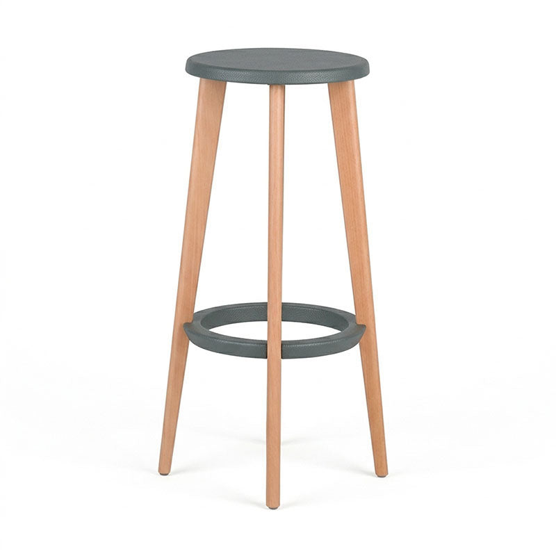 Ergonomic Scandinavian Beech Wood Bar Stool - Heavy-Duty Beech Legs Eco PP Seat Round Footrest Counter Stool For Kitchen &amp; Dining Room