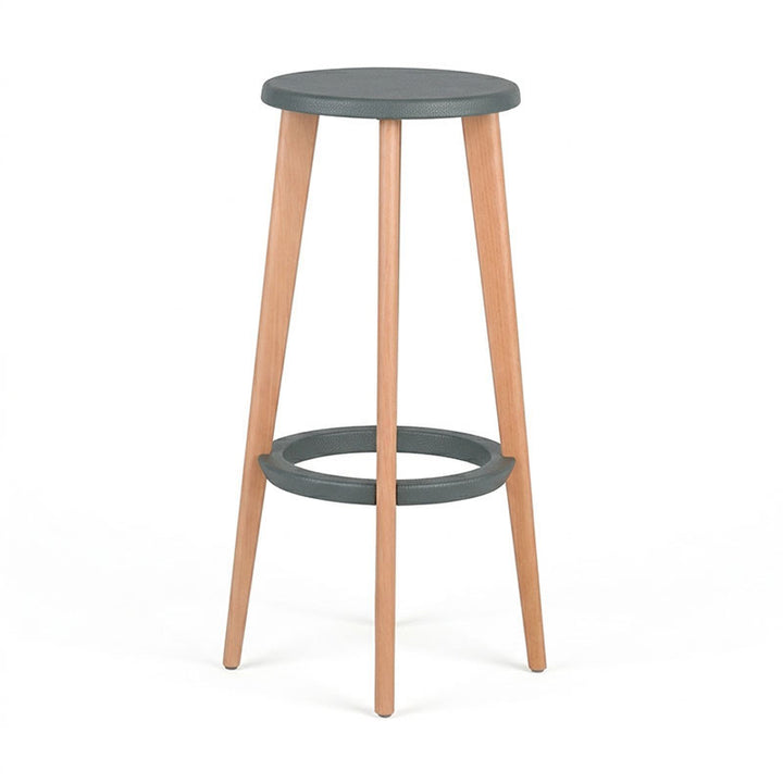 Ergonomic Scandinavian Beech Wood Bar Stool - Heavy-Duty Beech Legs Eco PP Seat Round Footrest Counter Stool For Kitchen &amp; Dining Room