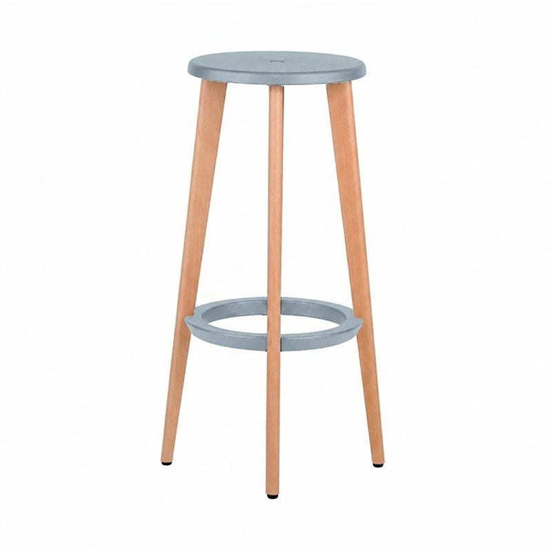 Ergonomic Scandinavian Beech Wood Bar Stool - Heavy-Duty Beech Legs Eco PP Seat Round Footrest Counter Stool For Kitchen &amp; Dining Room