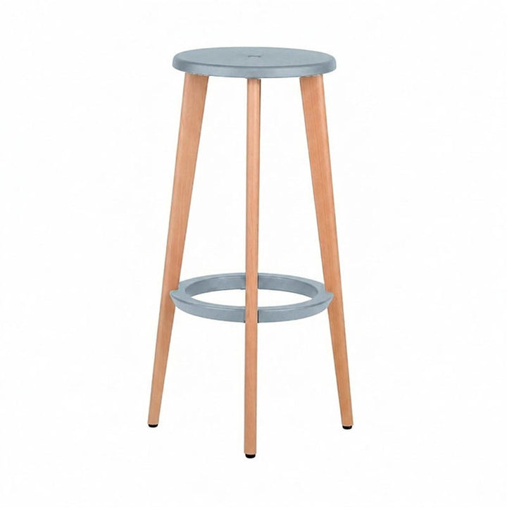 Ergonomic Scandinavian Beech Wood Bar Stool - Heavy-Duty Beech Legs Eco PP Seat Round Footrest Counter Stool For Kitchen &amp; Dining Room