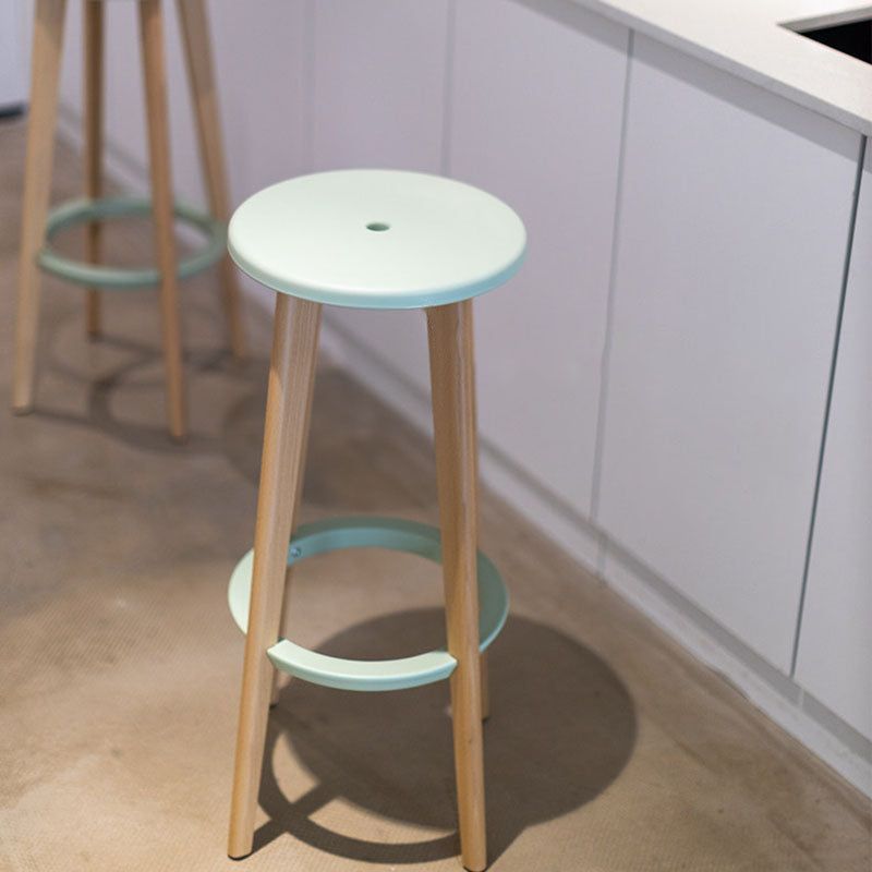 Ergonomic Scandinavian Beech Wood Bar Stool - Heavy-Duty Beech Legs Eco PP Seat Round Footrest Counter Stool For Kitchen &amp; Dining Room